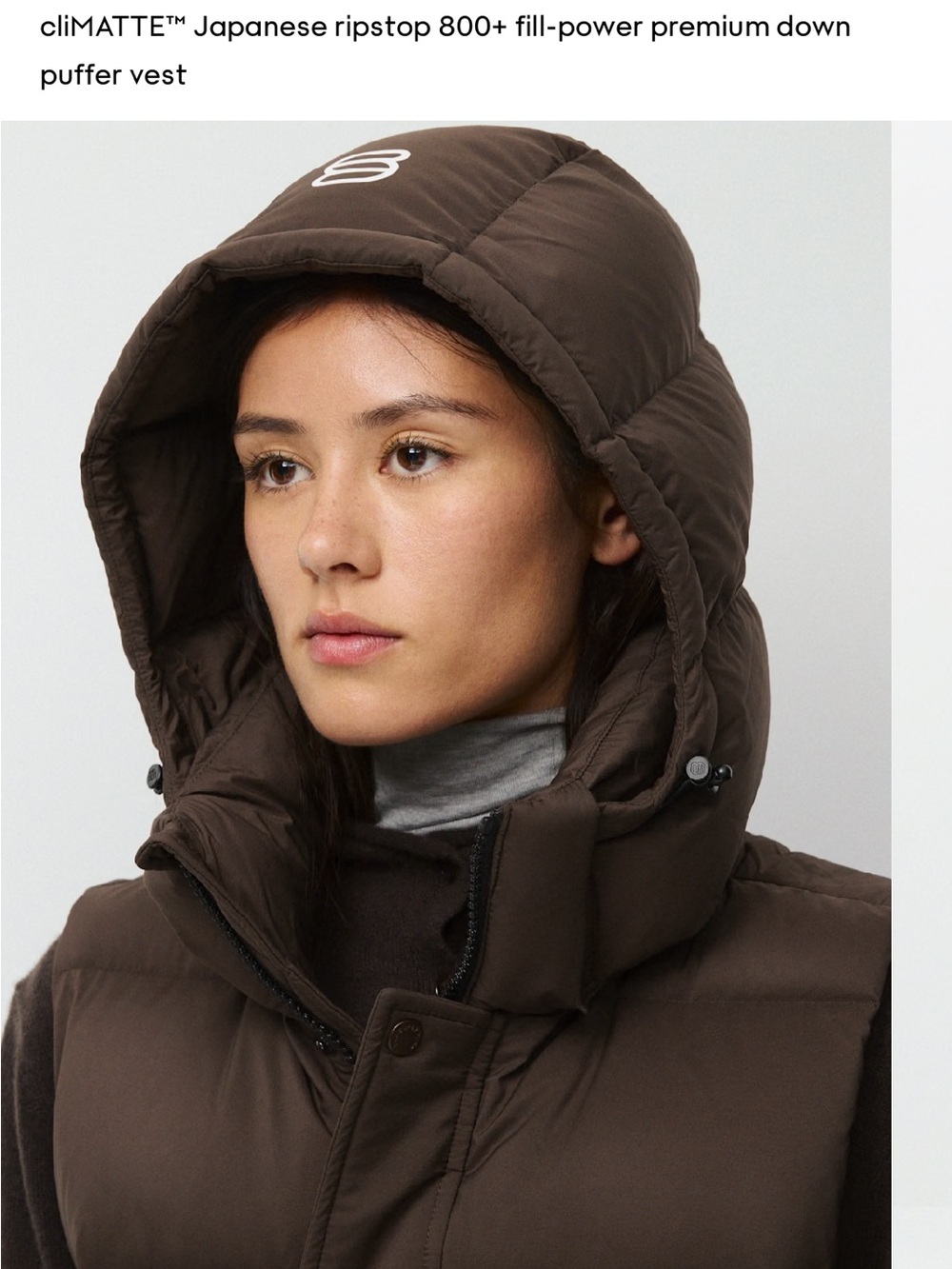 Aritzia Brown Hooded Puffer Vest - Picture 2 of 7